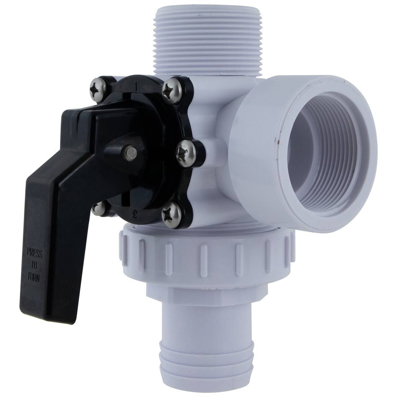 Swim Central 6.25" White HydroTools Swimming Pool & Spa Standard Right Outlet 3-Way Ball Valve